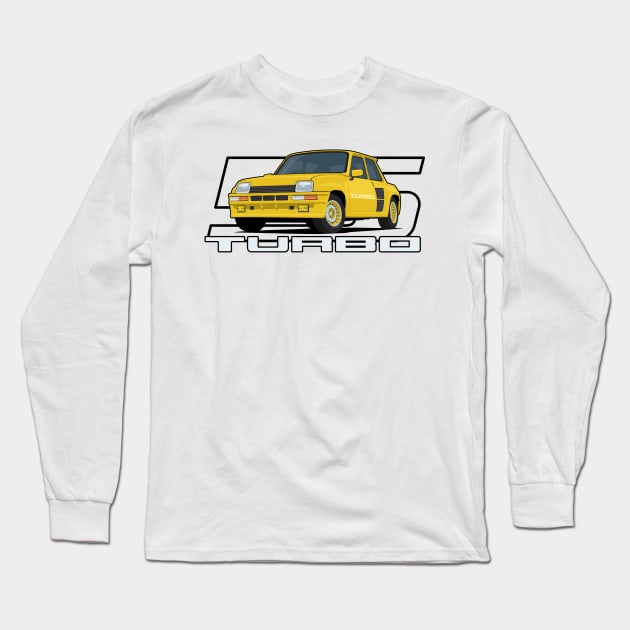 Car 5 Turbo 1980 yellow Long Sleeve T-Shirt by creative.z